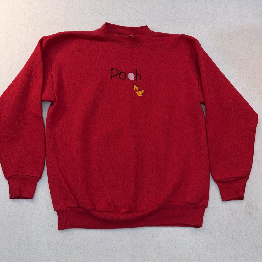 Vintage Winnie the Pooh, 100 Acre Collection, Embroidered Sweatshirt, Red SIZE M